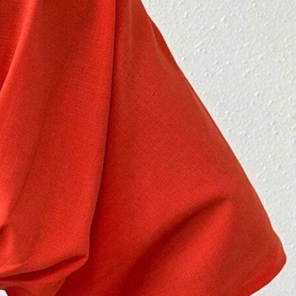 Vibrant Orange Button detail shirred Kimono Sleeve Blouse - Picture 3 of 3